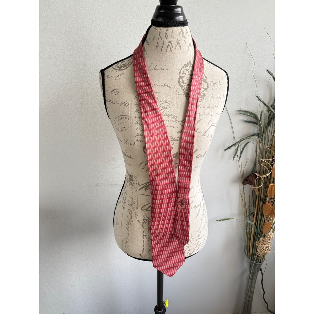 Gucci Mens Silk Tie Red Pink Nautical Oar Paddle Print Made in Italy - Picture 3 of 10